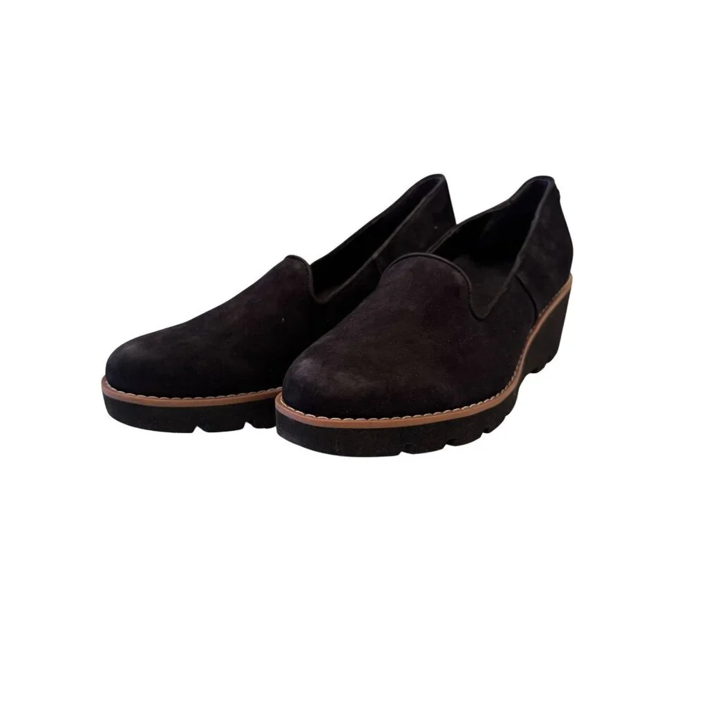 Vionic Willawedge Black Suede Size 9 NWOB Orthotic Arch Support